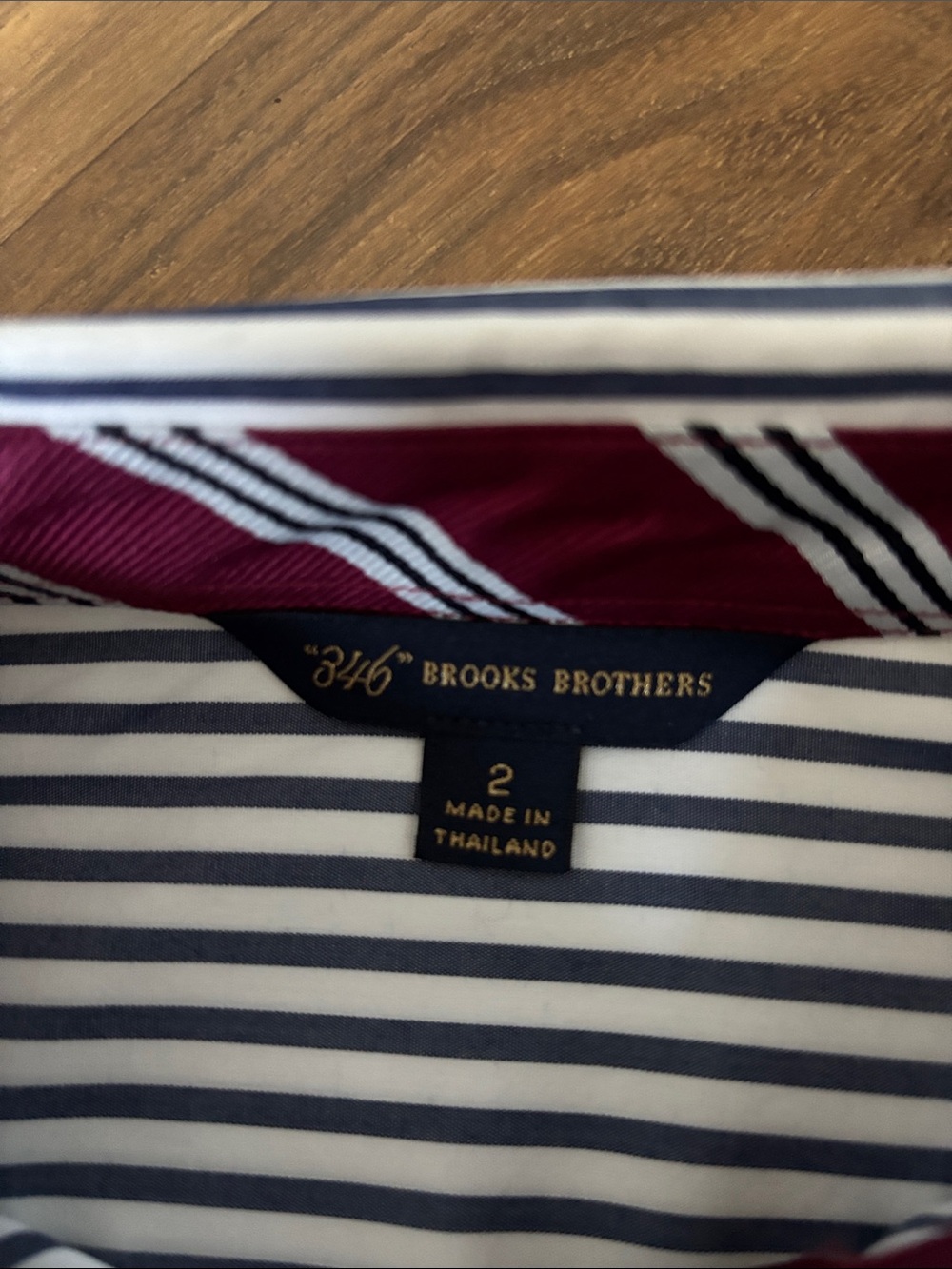 Brooks Brothers Striped Button Down Shirt with Contrast Rolled Cuffs Size 2 - Picture 7 of 8